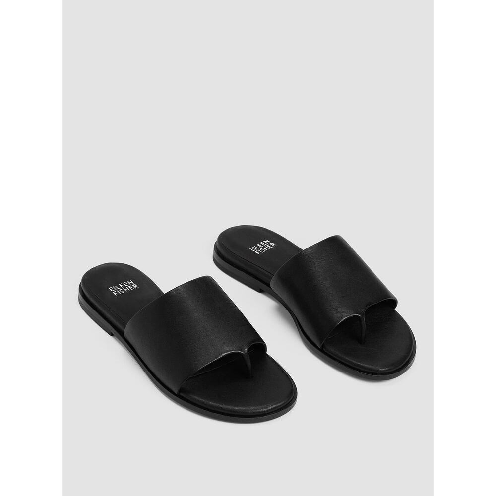 Eileen Fisher Black Leather Kore Sandals